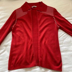 The End Firenze ZIP Up Sweater Top Shirt Red Studs